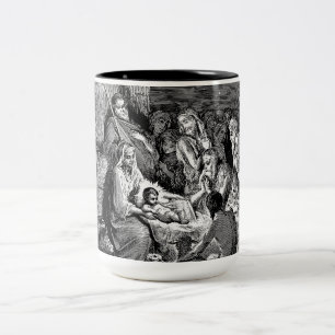 Tasse 2 Couleurs Illustrated Christmas Nativity Scene