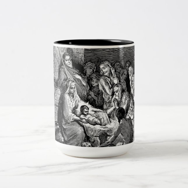 Tasse 2 Couleurs Illustrated Christmas Nativity Scene (Centre)