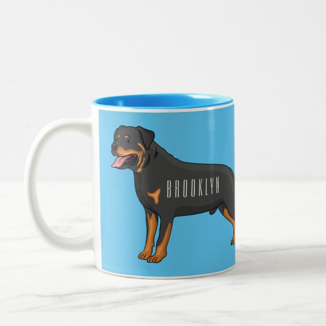 Tasse 2 Couleurs Illustration de chien Rottweiler (Gauche)
