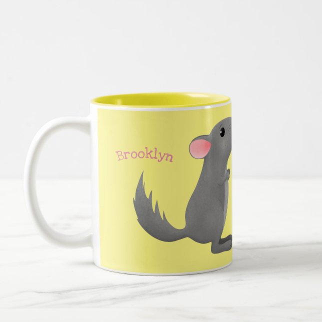 Tasse 2 Couleurs Illustration de chinchilla gris mignon (Gauche)