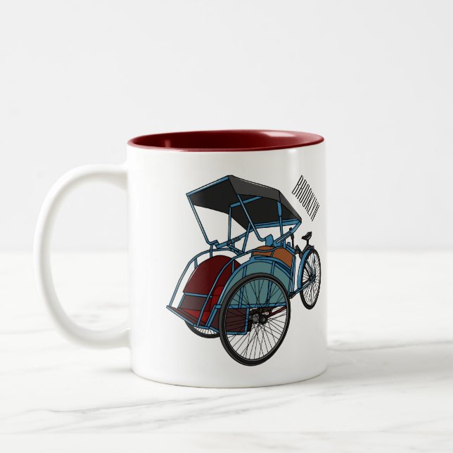 Tasse 2 Couleurs Illustration de cyclo-pousse (Gauche)