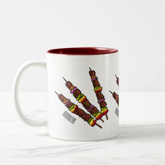 Tasse 2 Couleurs Illustration de dessin animé Kebab ou kabob (Gauche)