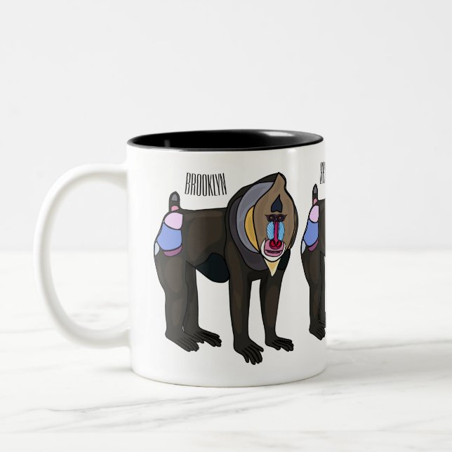Tasse 2 Couleurs Illustration de dessin animé Mandrill (Gauche)