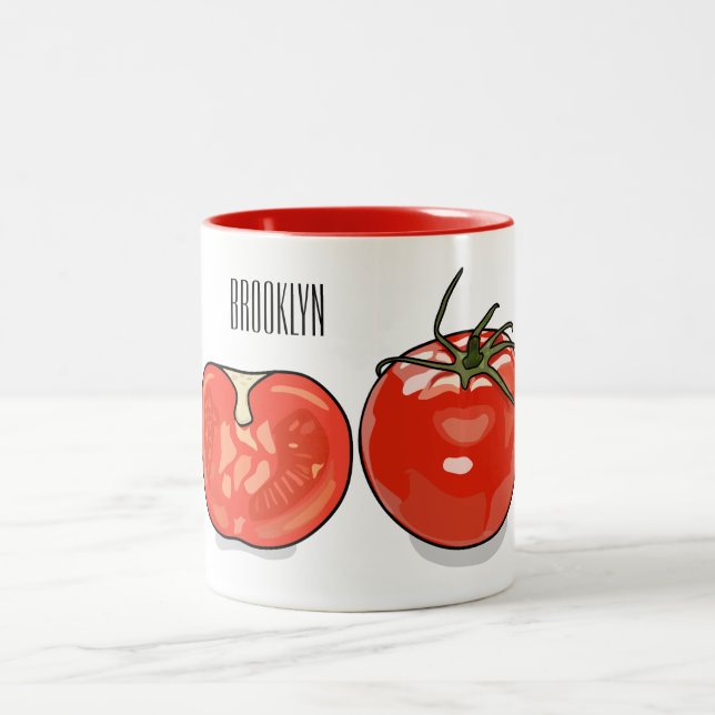 Tasse 2 Couleurs Illustration de dessin sur la tomate (Centre)
