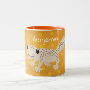 Tasse 2 Couleurs Illustration de gecko mignon marron