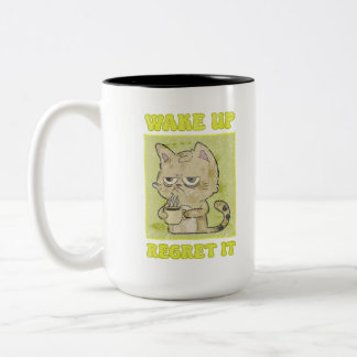Tasse 2 Couleurs Illustration de Grumpy Cat Vintage Réveillez-vous,