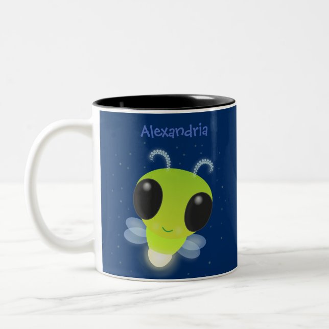 Tasse 2 Couleurs Illustration de la luciole vert mou (Gauche)