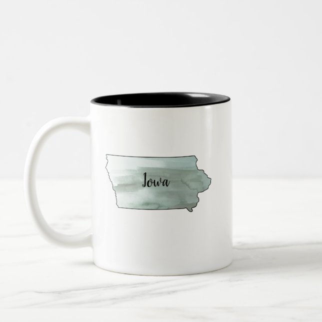 Tasse 2 Couleurs Illustration de l'État de l'Iowa (Gauche)