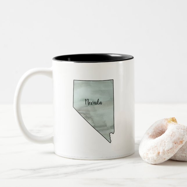 Tasse 2 Couleurs Illustration de l'état du Nevada (Avec donut)