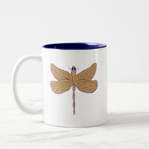 Tasse 2 Couleurs Illustration de libellule violet et tan