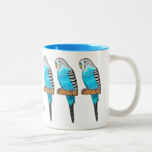 Tasse 2 Couleurs Illustration de l'oiseau bleu budgerigar 