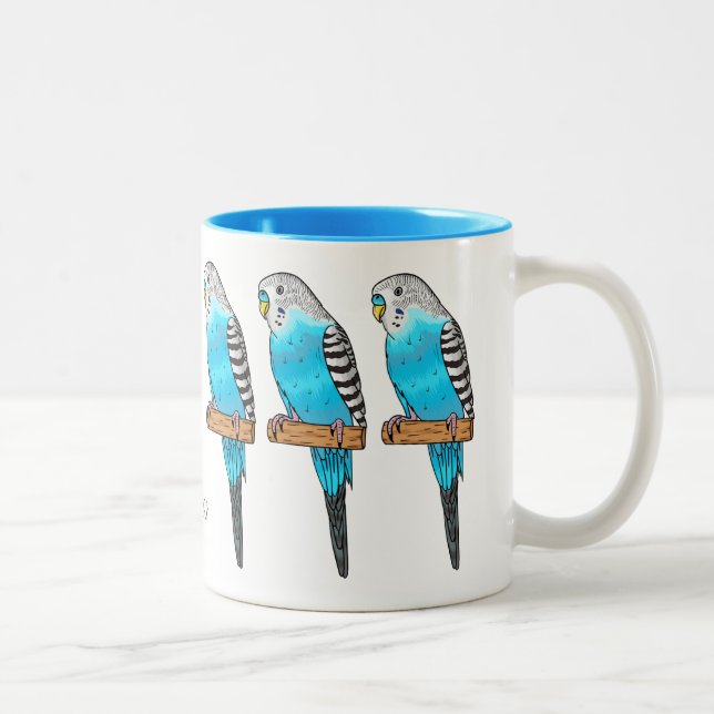 Tasse 2 Couleurs Illustration de l'oiseau bleu budgerigar (Droit)