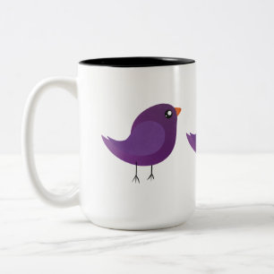 Tasse 2 Couleurs Illustration de petit oiseau violet mignon