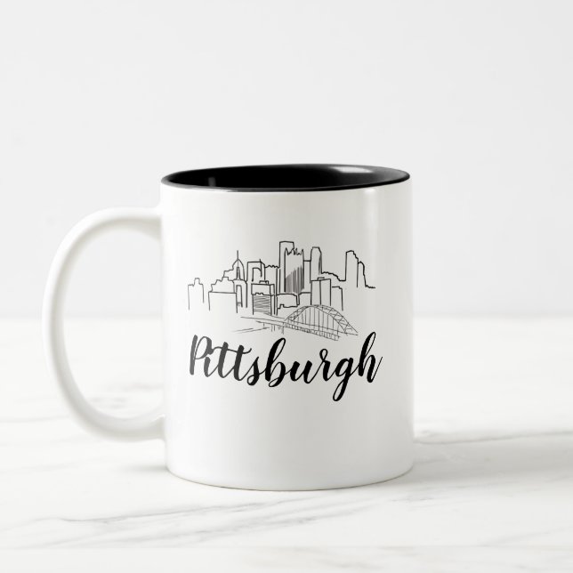 Tasse 2 Couleurs Illustration de Pittsburgh Skyline (Gauche)