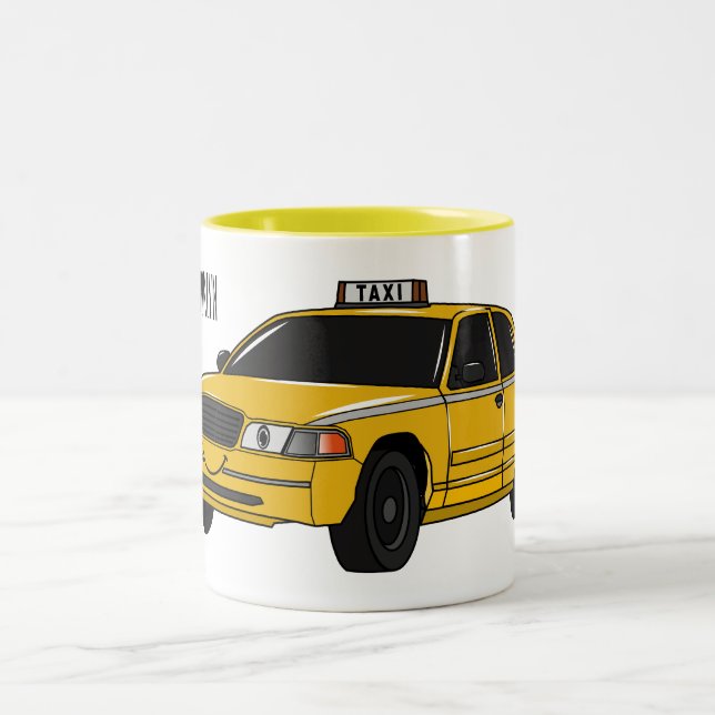 Tasse 2 Couleurs Illustration de taxi (Centre)