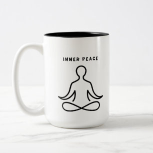 Tasse 2 Couleurs Illustration de yoga pour la paix intérieure minim