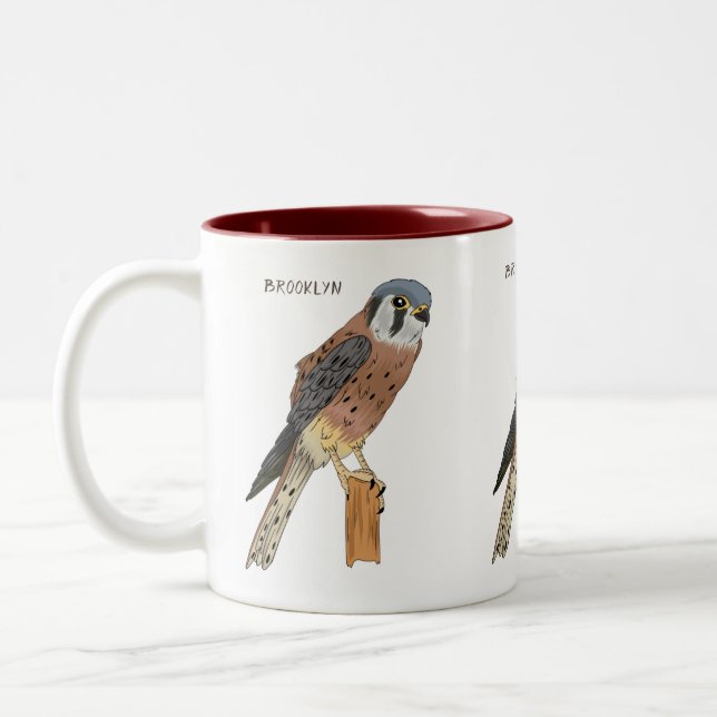 Tasse 2 Couleurs Illustration d'oiseau américain Kestrel (Gauche)