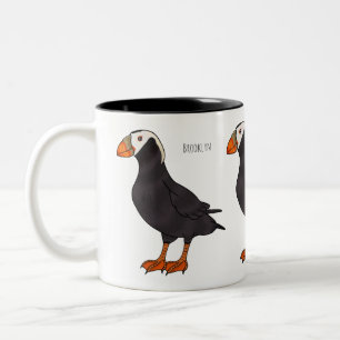 Tasse 2 Couleurs Illustration d'oiseau bouffon touffu