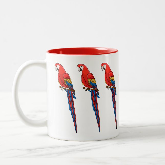 Tasse 2 Couleurs Illustration du perroquet de macaw Scarlet (Gauche)
