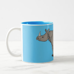 Tasse 2 Couleurs Illustration du rhinocéros de Javan
