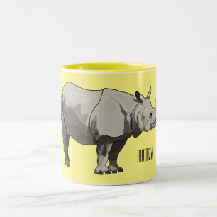 Tasse 2 Couleurs Illustration du rhinocéros de Javan
