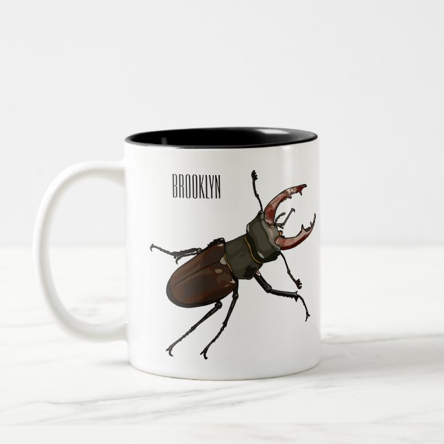 Tasse 2 Couleurs Illustration du scarabée de stade (Gauche)
