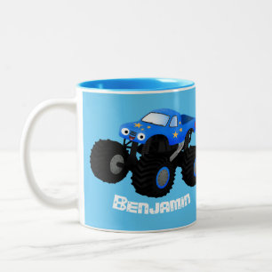 Tasse 2 Couleurs Illustration d'un camion monstre bleu mou