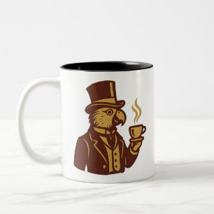 Tasse 2 Couleurs Illustration d'un perroquet victorien à l'heure du