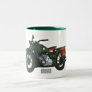 Tasse 2 Couleurs Illustration d'une moto de croiseur militaire