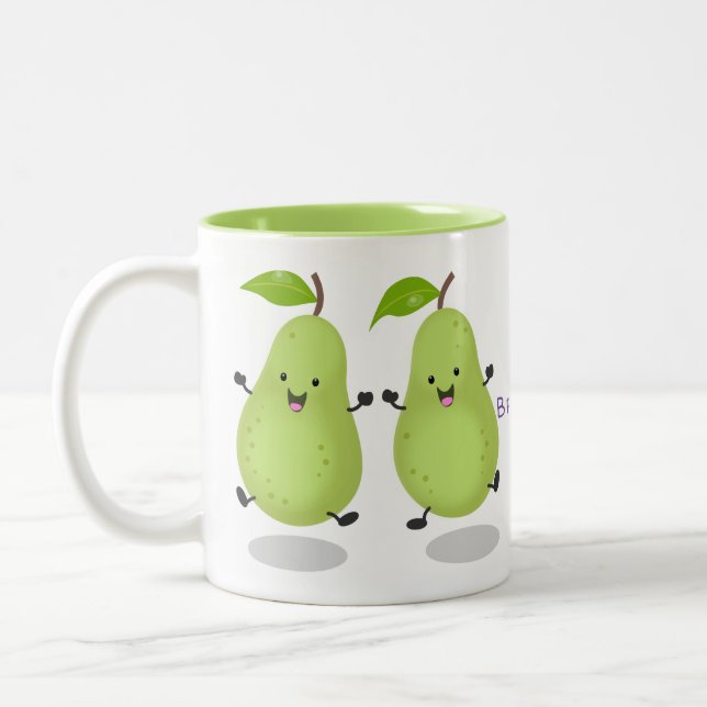 Tasse 2 Couleurs Illustration d'une paire de poires mignonne (Gauche)