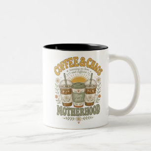 Tasse 2 Couleurs Illustration florale de maman drôle au café