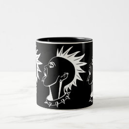 TASSE 2 COULEURS ILLUSTRATION GRAPHIQUE MODERNE DE PUNK FÉMININ