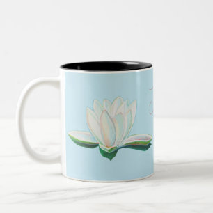 Tasse 2 Couleurs Illustration Lumineuse de Lotus Blanc Personnalisé