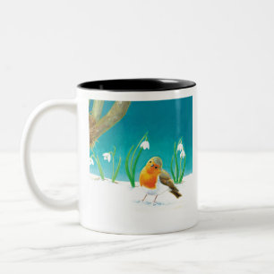 Tasse 2 Couleurs Illustration Red Robin Bird