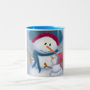 Tasse 2 Couleurs Illustration SnowMomma Et SnowGirl