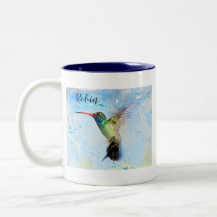 Tasse 2 Couleurs Image personnalisée de l'aquarelle des colibris