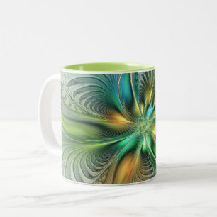 Tasse 2 Couleurs Imaginaire coloré Moderne Fleur Abstraite Fractale