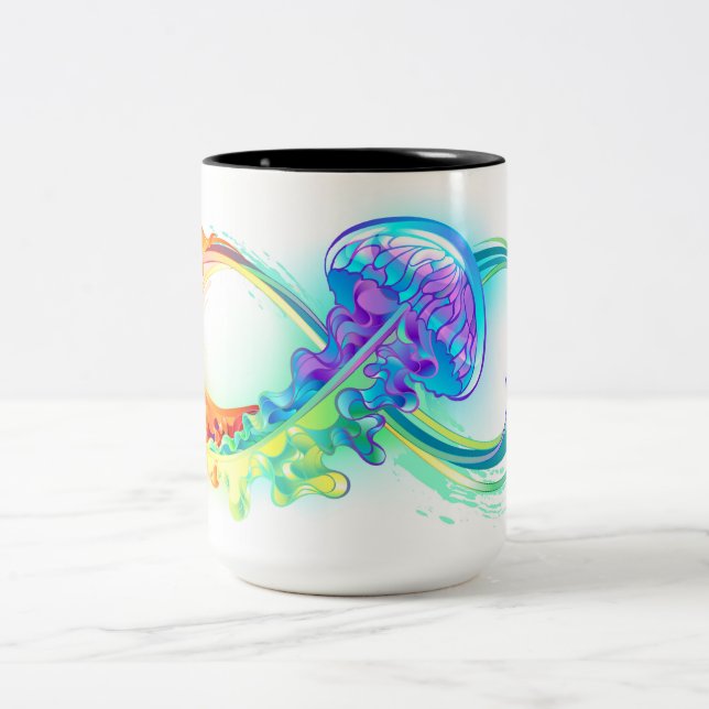 Tasse 2 Couleurs Infinity avec Rainbow Jellyfish (Centre)