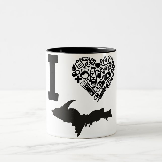 Tasse 2 Couleurs Infirmière de Yooper, I <3 Michigan (Centre)