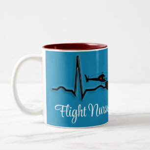 Tasse 2 Couleurs Infirmière en vol QRS & Helicopter Blue