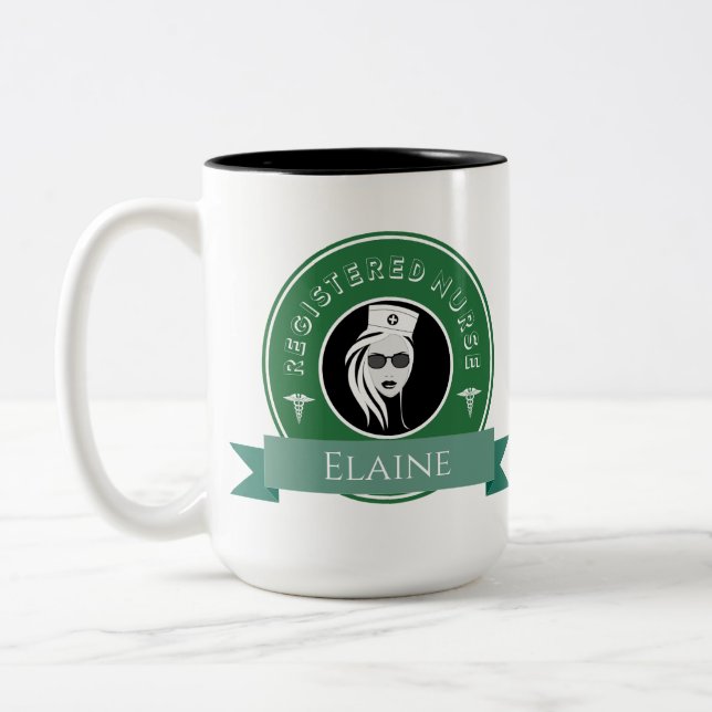 Tasse 2 Couleurs Infirmière inscrite moderne RN Badge personnalisé  (Gauche)