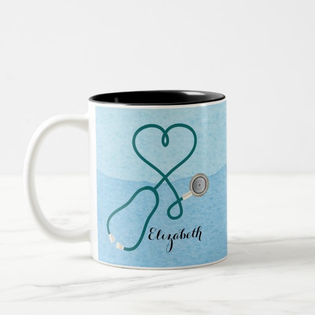 Tasse 2 Couleurs Infirmière moderne Médecin Médicale Monogramme uni (Gauche)