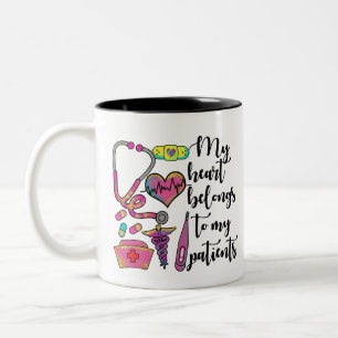 Tasse 2 Couleurs Infirmière Mon Coeur Appartient À Mes Patients