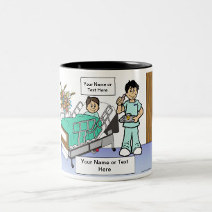Tasse 2 Couleurs Infirmière personnalisée - Homme, Enfant - Caricat