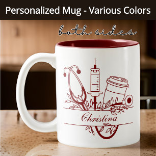 Tasse 2 Couleurs Infirmière personnalisée Mug, Félicitations Étudia