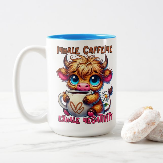 Tasse 2 Couleurs Inhale Caffeine Exhale Negativity  (Avec donut)