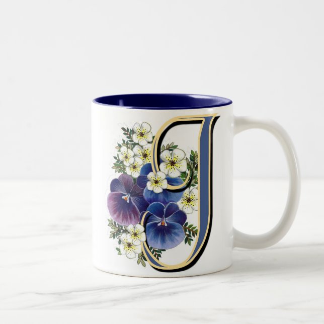 Tasse 2 Couleurs Initiale de pensée - J (Droit)