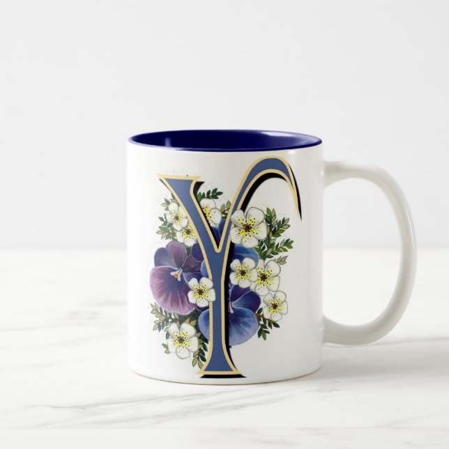 Tasse 2 Couleurs Initiale de pensée - Y (Droit)