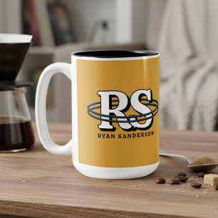 Tasse 2 Couleurs Initiales Monogramme Orbite Noire Tout Coloris ID1