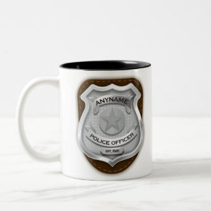 Tasse 2 Couleurs Insigne de nom d'agent de police personnalisé